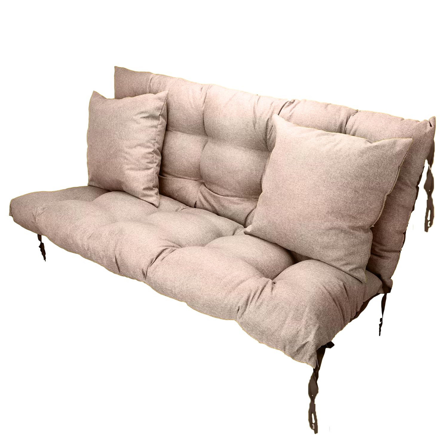 Cuscino Dondolo Da Giardino 3 Posti 160x50x60 - Per Divanetto, Panca, Pallet - Con 2 Cuscini 45x45 cm - Resistente Alla Muffa E All'umidità - Base antiscivolo, Imbottitura spessa - Beige