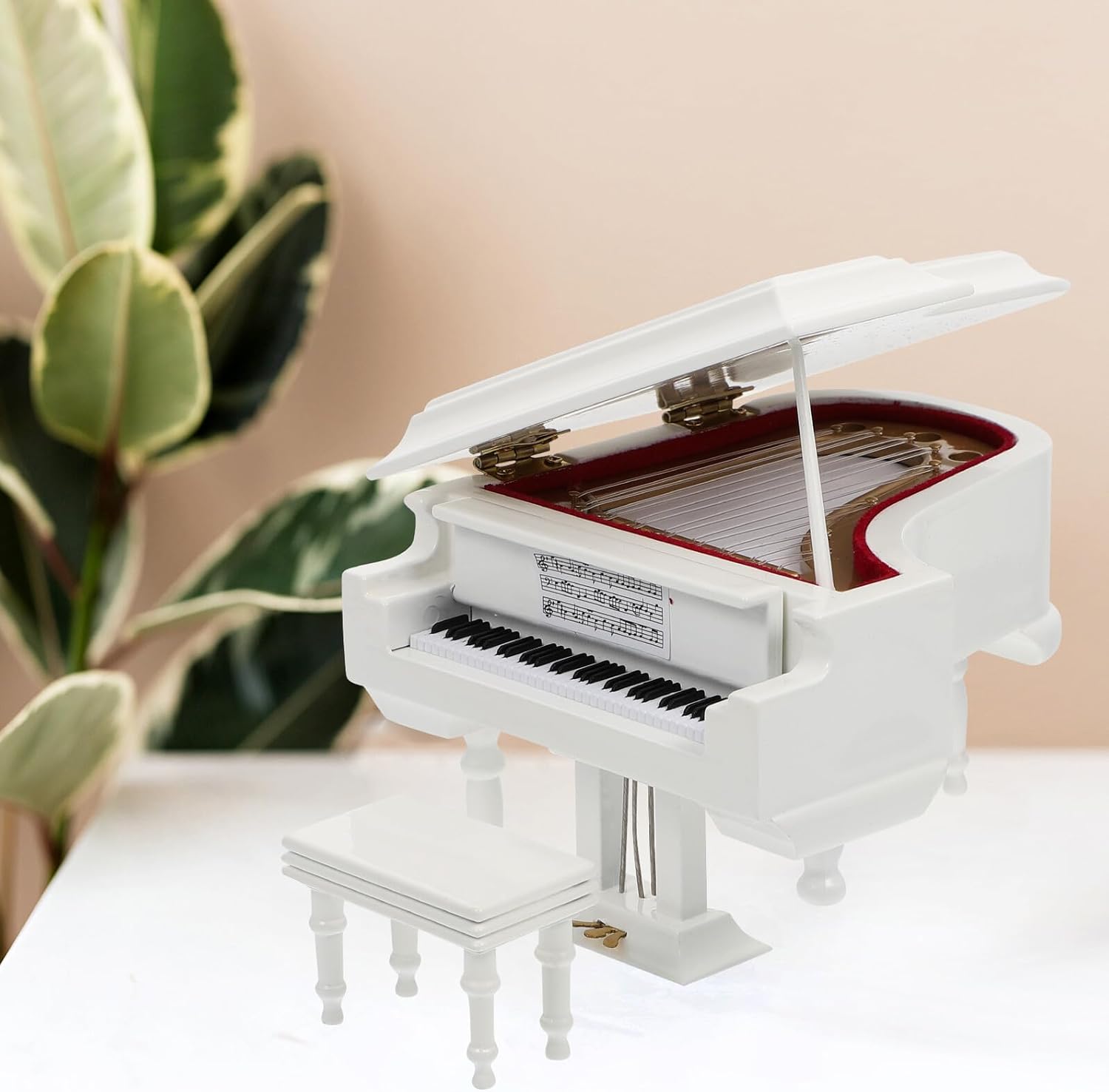 Creative Piano Music Box Ornament White Mini Grand Model with Sound Craftsmanship Desktop Decoration and Birthday Gift for Music Box Collectors