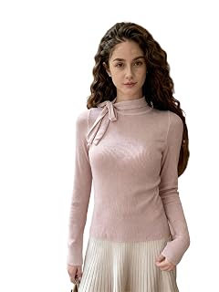 Womens Sexy Slim Fit Wrap Sweater - Comfortable Mock Neck Long Sleeve Pullover for Fall Size S