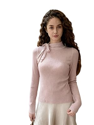 Womens Sexy Slim Fit Wrap Sweater - Comfortable Mock Neck Long Sleeve Pullover for Fall Size S