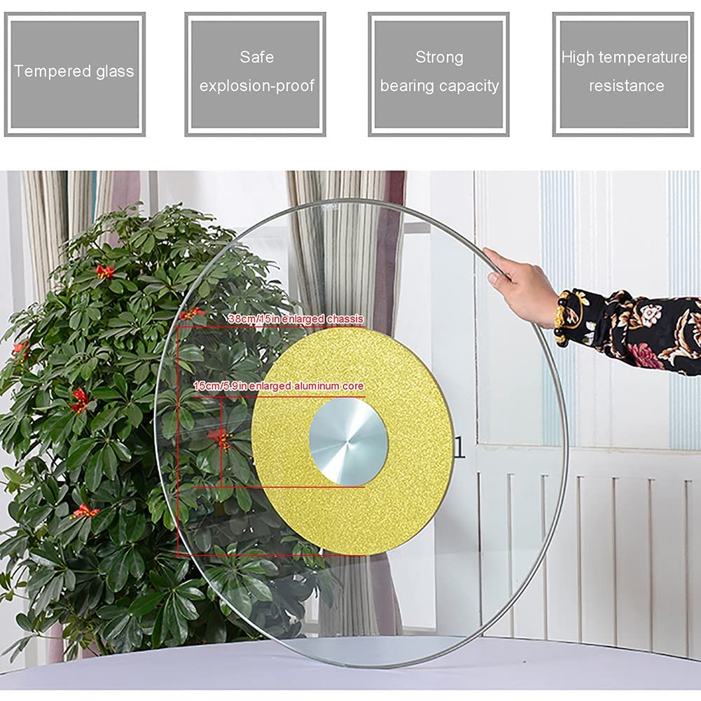Elegancka obrotowa taca do serwowania, półmisek ze szkła hartowanego, aluminiowa podstawa, cichy wir, 50-81 cm, idealna na stół jadalny, nowoczesny wystrój domu.