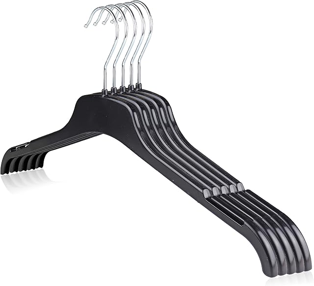 The Hanger Store 20 Strong Black Plastic Adults Coat Clothes Hangers, ideal for tops, shirt and coats