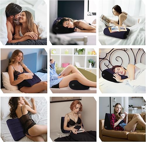 Miniatura 3 de Almohada de cuña inflable portátil, 1 paquete, posicionador corporal para apoyo al sueño, almohada de viaje ajustable, almohada ligera de apoyo para