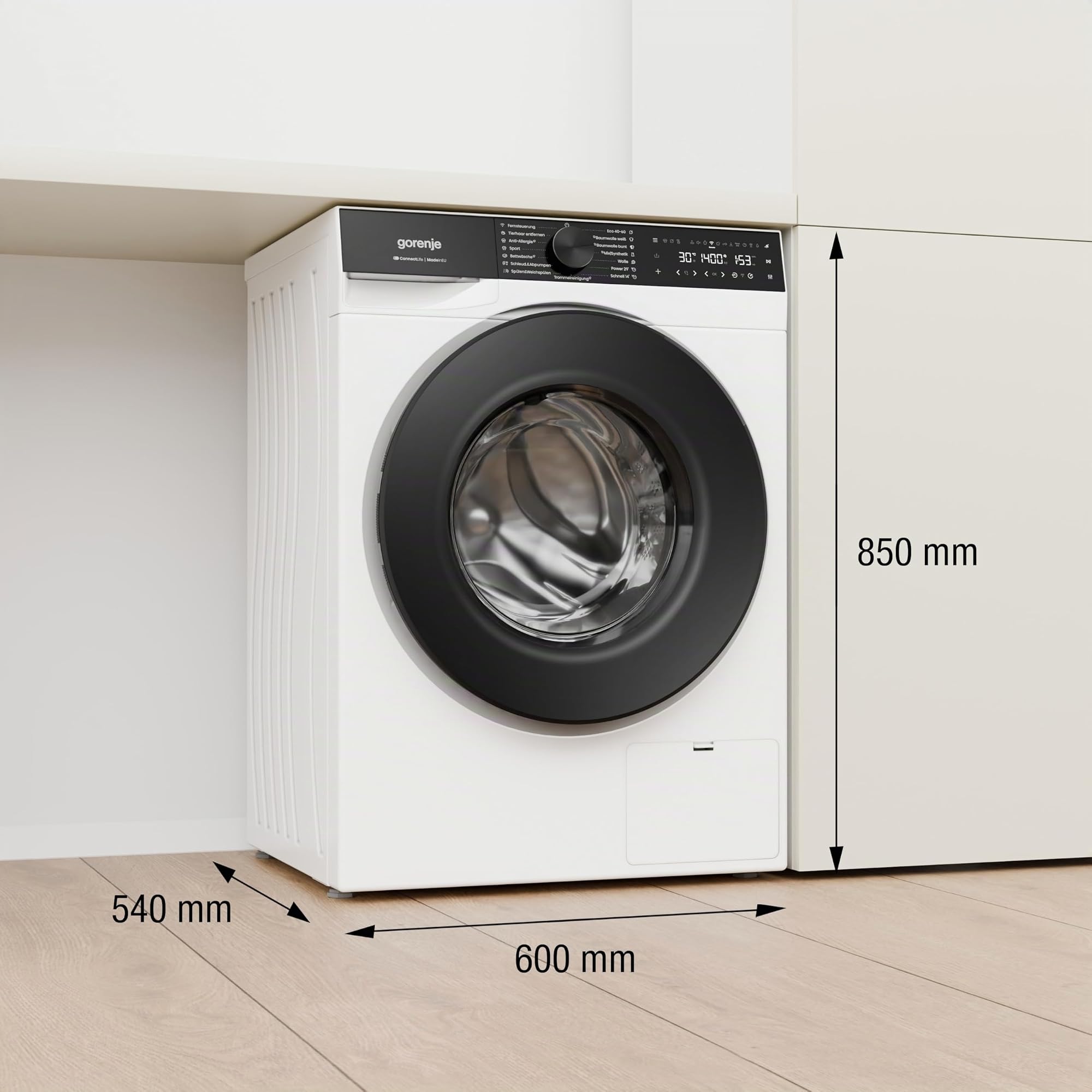 Gorenje W5G694A1T1 Waschmaschine mit Dampffunktion/9 KG/1400 U-Min/ConnectLife/15 Programme/Totaler AquaStop/EasyDosing/SteamTech/Inverter PowerDrive/10% besser als Energieeffizienzklasse A/Weiß