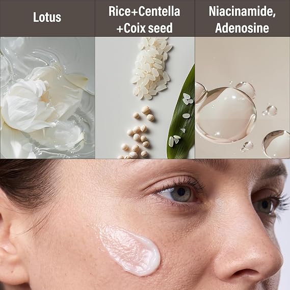 Korean Moisturizer for Face - Lotus Multi Barrier Cream for Dry & Sensitive Skin, Fragrance-Free K- Beauty Face Cream with Niacinamide, Rice & Centella, Clinically Tested, 1.69 fl oz