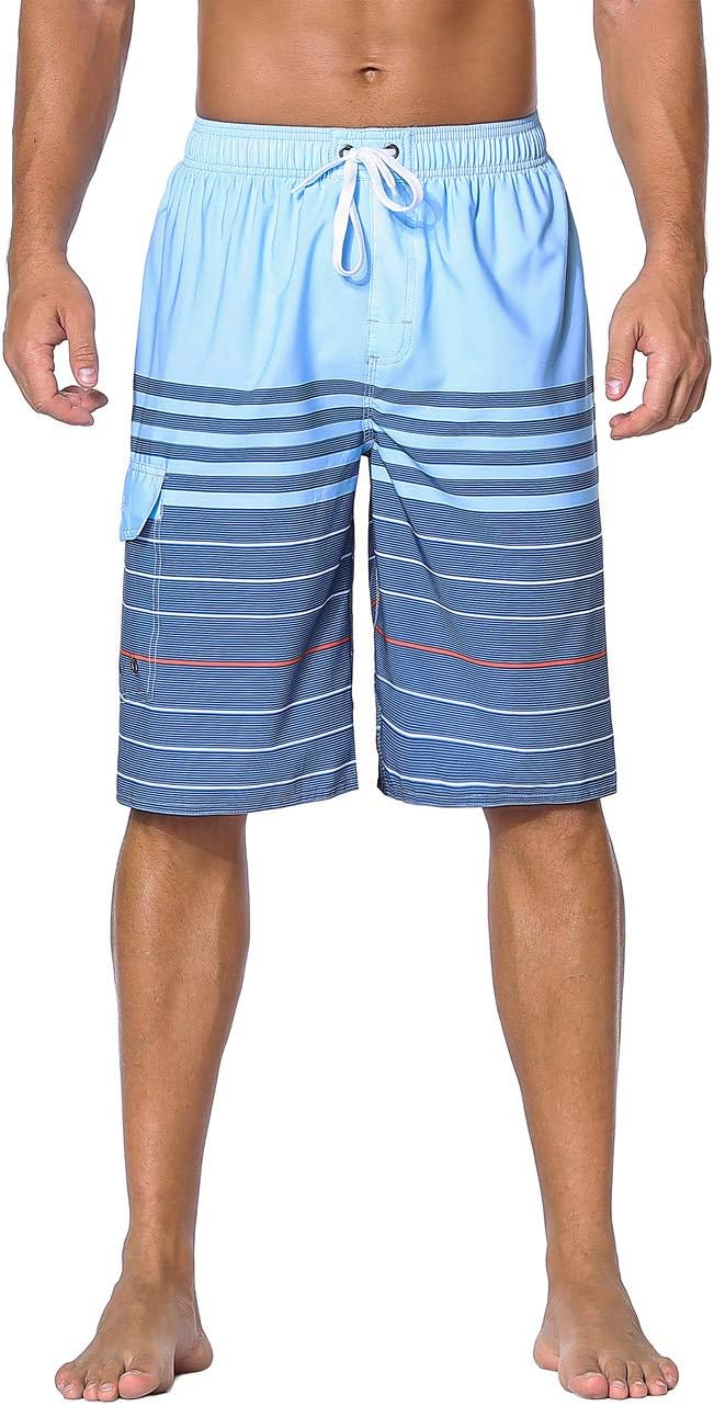 Nonwe Men's Beachwear Board Shorts Quick Dry with Mesh Lining Swim Trunks