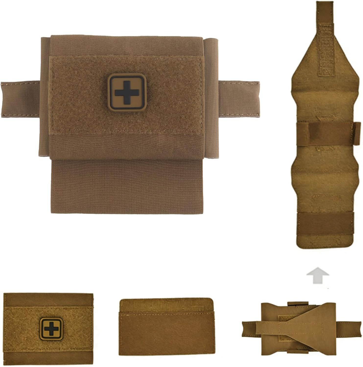 2-in-1 Micro Med Kit Pouch Tactical Mini First Aid Empty Small Compact with Tourniquet Holder Belt Trauma(Green)