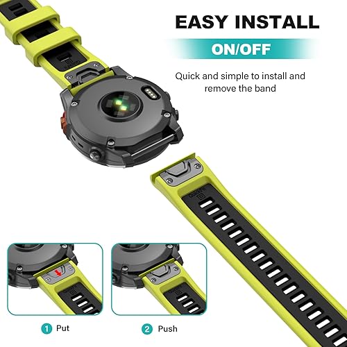 Miniatura 6 de OVERSTEP Correa de reloj para Garmin Fenix 7  Fenix 6  Fenix 5  EPIX 2, correas de reloj de silicona de ajuste rápido de 0.866 pulgadas para