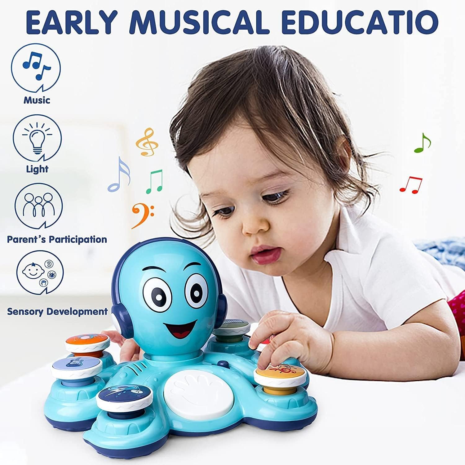 dalishopp Brinquedos musicais para bebês, brinquedos de aprendizagem para crianças pequenas, brinquedos musicais de polvo, instrumentos musicais educativos para pré-escolares, brinquedos para bebês, a