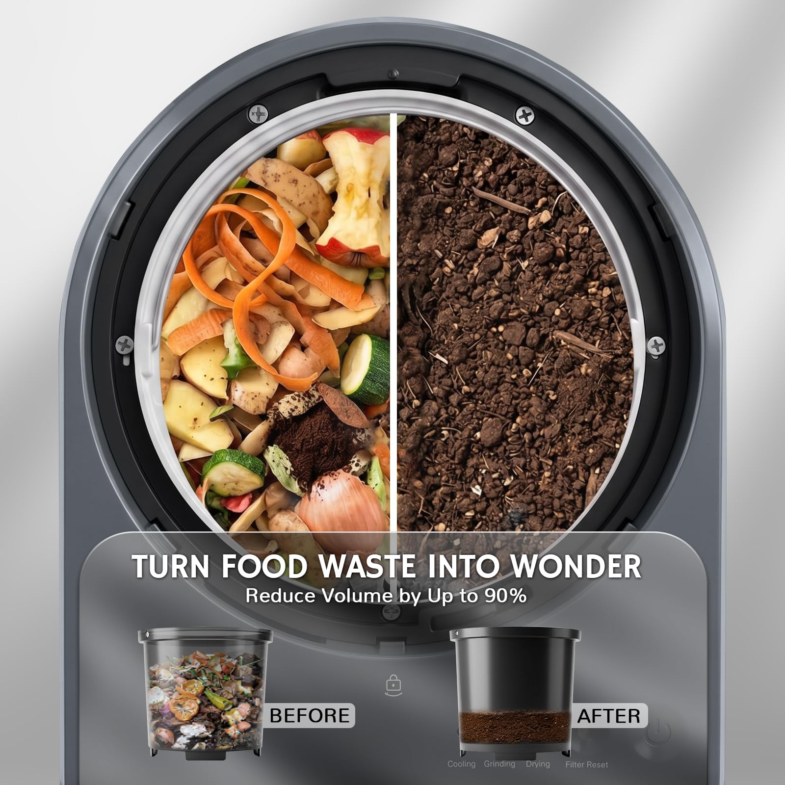 Revive Food-to-Soil System, compostador eléctrico de Cocina sin Olor, operación Inteligente con 1 Clic, Potente Hoja Sharksden Trinity para Reciclar los residuos de Alimentos en la nutrición de la | Revive Food-to-Soil System, operación inteligente con 1