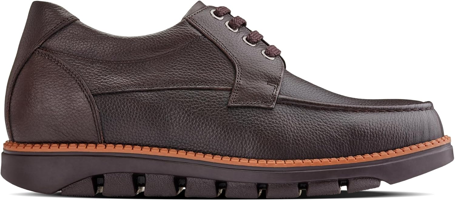 CALTO Men's Invisible Height Increasing Elevator Shoes - Dark Brown Pebble Grain Leather Lace-up Casual Shoes - 3 Inches Taller- G63811 - Size 6.5 D(M) US - Image 2