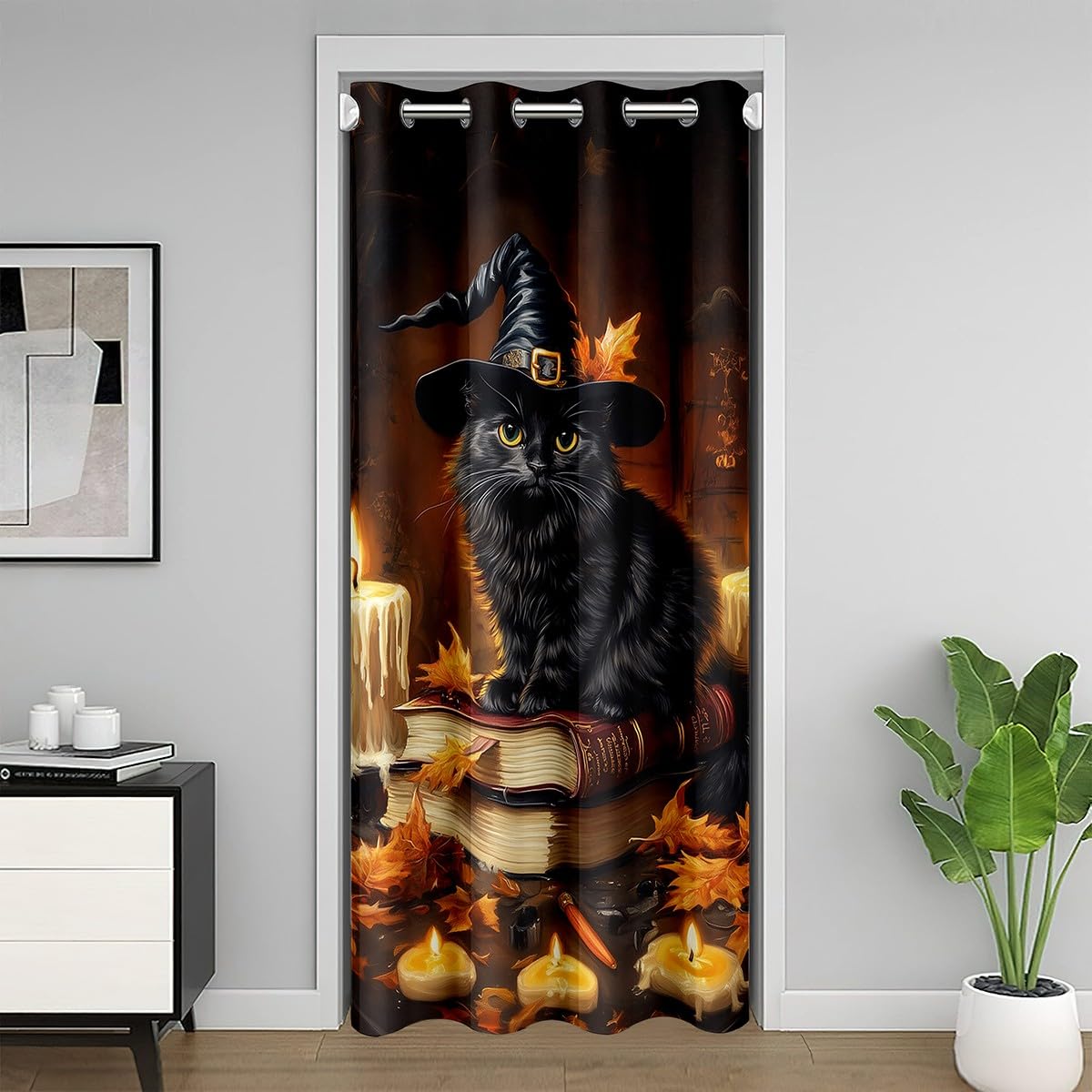 Rideau de porte chat noir pour chambre à coucher secret des enfants