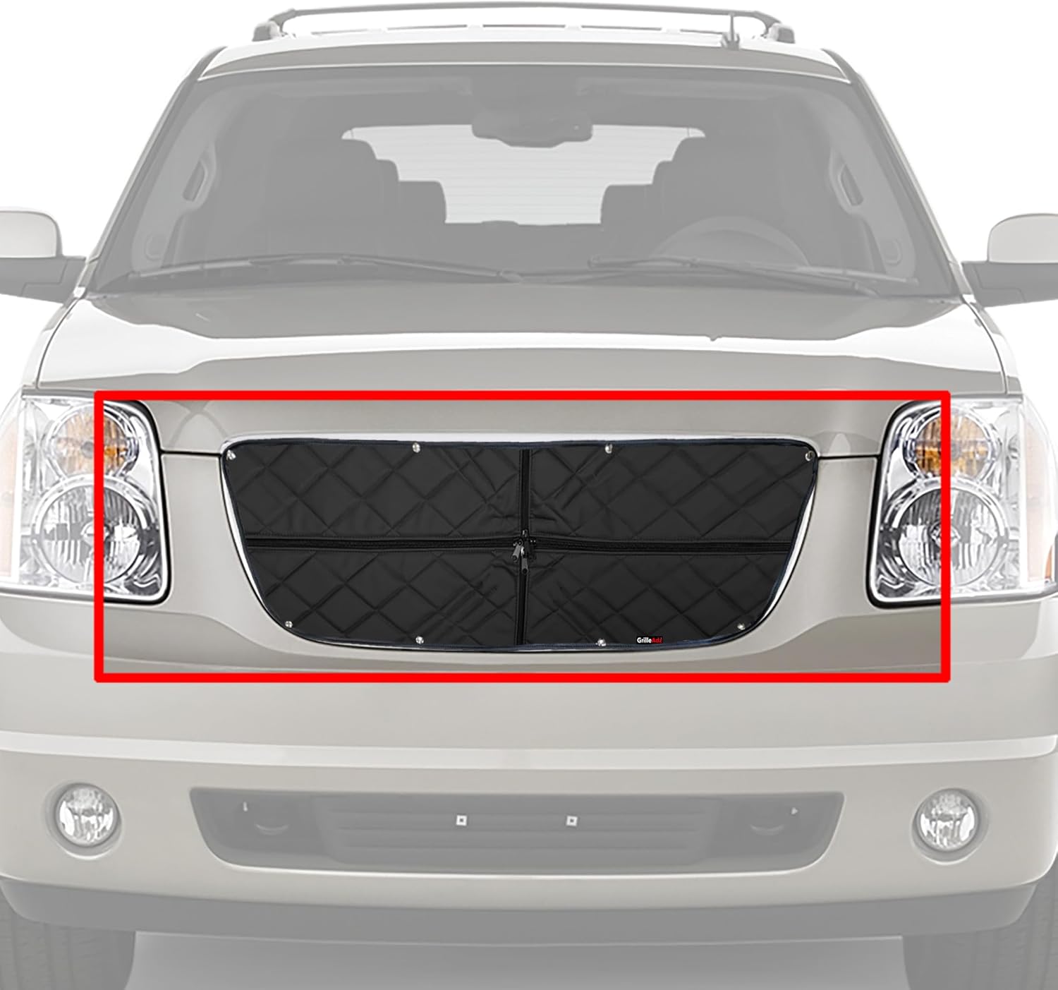 Premium Quilted Winter Front Fits GMC Yukon Quad Headlights 2010-14 & Yukon XL Quad Headlights, Denali, Denali XL 2007-14 (901-17) 2 Zip