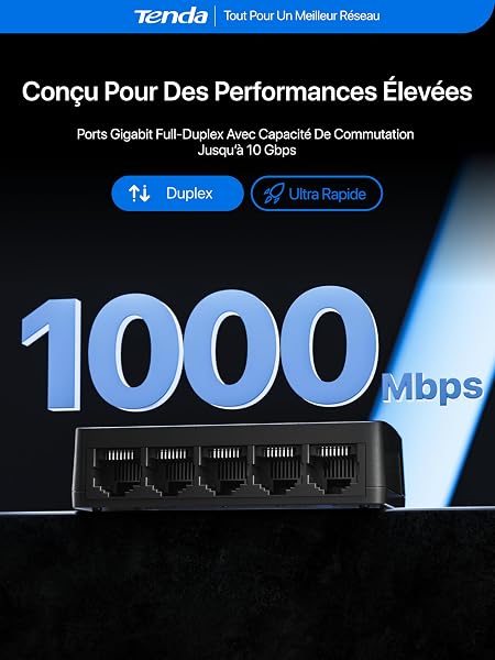 Tenda Switch Ethernet Gigabit 5 Ports, 10/100/1000 Mbps, Switch rj45 avec Indicateur LED, Plug and Play, Taille Mini, Montage sur Bureau ou Mural, Coque en Plastique (SG105) - 3
