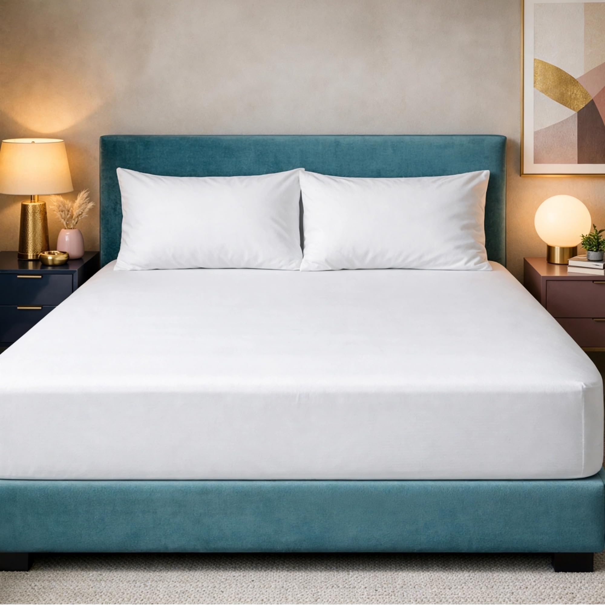 Z&A Bedding White Fitted Sheet Small Double - 30CM Extra Deep Elastic Corners Bedsheet, Soft Brushed Microfibre Sheet, Washable, Shrinkage & Fade Resistant