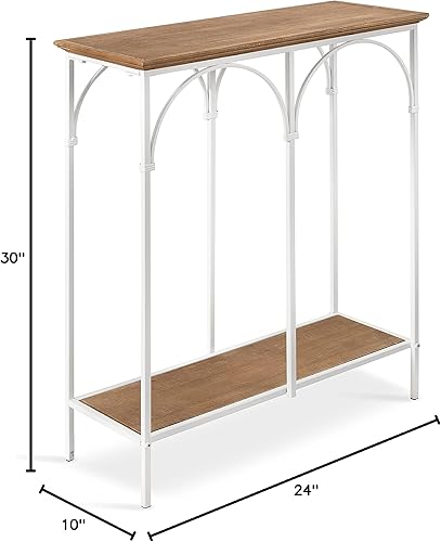 Miniatura 12 de Kate and Laurel Anthea Coastal - Mesa de cóctel de 12 x 12 x 26 pulgadas, color marrón rústico y blanco, mesa decorativa de dos niveles para