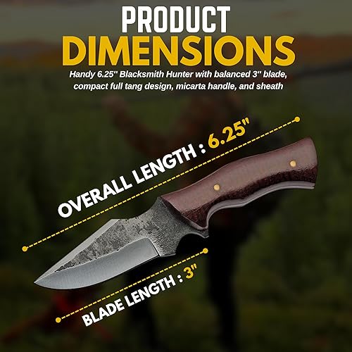 Miniatura 4 de Cuchillo de caza/desollado al aire libre de acero al carbono de hoja fija de 6.25 pulgadas con funda, marrón