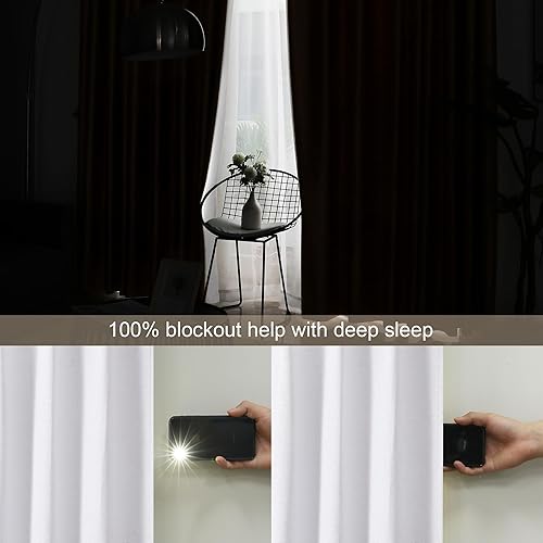 Miniatura 5 de Chyhomenyc Kaku - Cortinas opacas blancas de 63 pulgadas de largo, 2 paneles, aislamiento térmico, reducción de ruido, ahorro de energía, jacquard