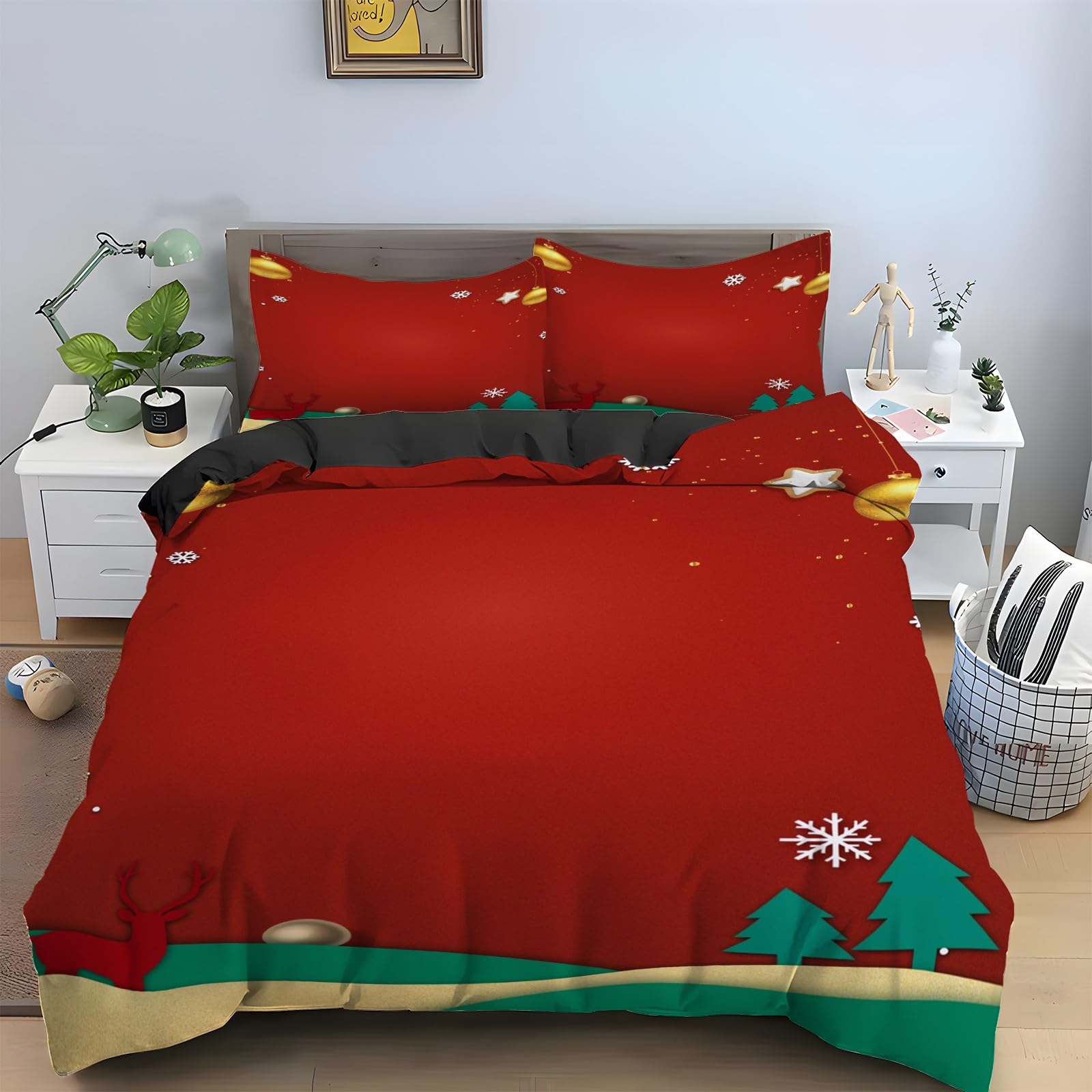 Housse de couette 240 x 260 Arbre de Noël pour illuminer votre chambre en fête