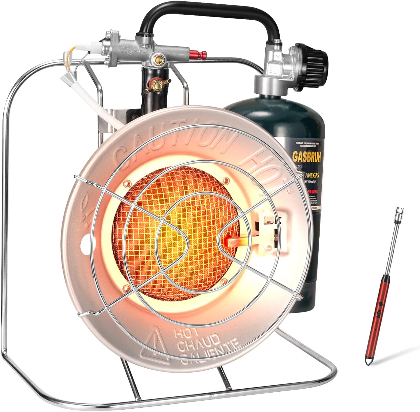 Outdoor Multi-Use Portable Propane Patio Heater/Cooker, 18,000 BTU include USB Lighter, Gas Camping Heater for Tent Hunting, Fishing,RV (Fuel not included) 2 IN1