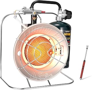 Outdoor Multi-Use Portable Propane Patio Heater/Cooker, 18,000 BTU include USB Lighter, Gas Camping Heater for Tent Hunting, Fishing,RV (Fuel not included)