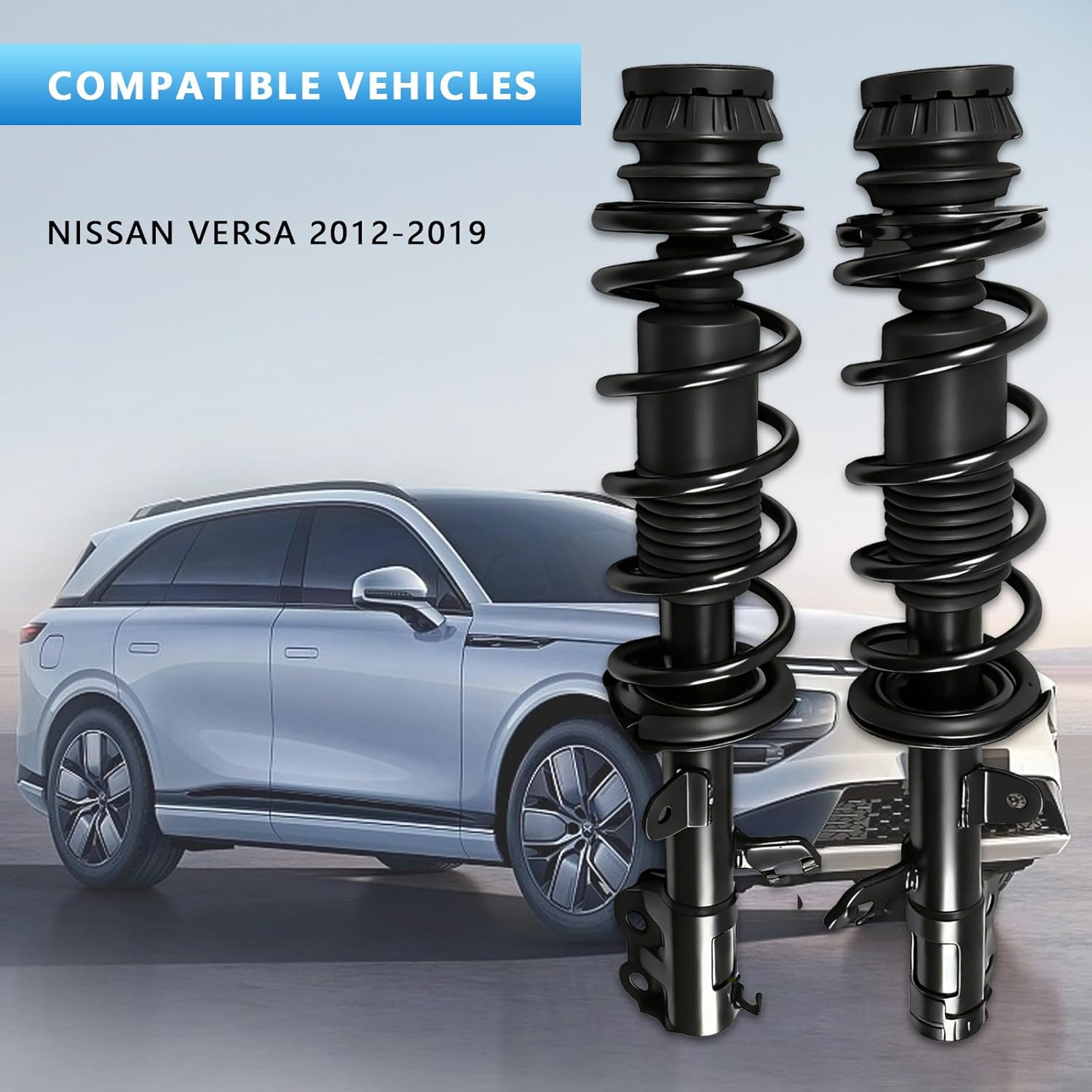 Complete Struts Spring Assembly Front Struts Shock Absorber Fit for 2012 2013 2014 2015 2016 2017 2018 2019 Nissan Versa Set of 2,OE: 1333584L 1333584R