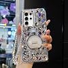 Funda para Samsung Galaxy A57 5G para mujeres con brillantina y diseño glamoroso | Funda Samsung A57 de lujo hecha a mano con diamantes, TPU suave con anillo y correa de cuentas, blanca 3