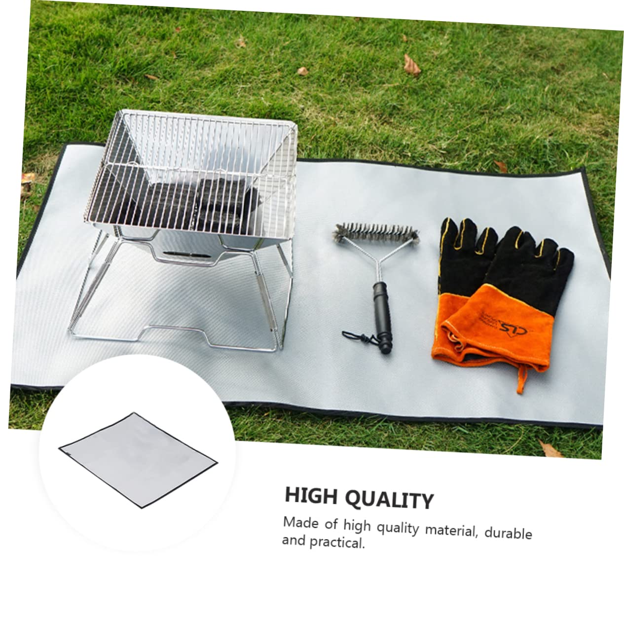 BESPORTBLE 1Pc Fire Retardant Protection Blanket Heat Insulation for Outdoor Dining Non Slip and Durable for Camping Picnics and Bbqs Coated