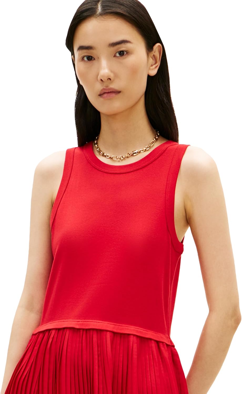 Tommy Hilfiger Women's Sleeveless Midi Tank Dress Pleated a Line Dress