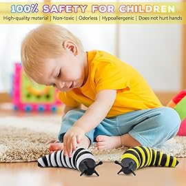 Cevioce Fidget Slug Toy, Sensory Slug Fidget Toy for Kids & Adults, 2 PCS Cute 3D Articulated Sensory Toys - Can Be Spliced, SafeExercise Wrist Strength & Stress Relief, Great Gift for ADHD Autism B