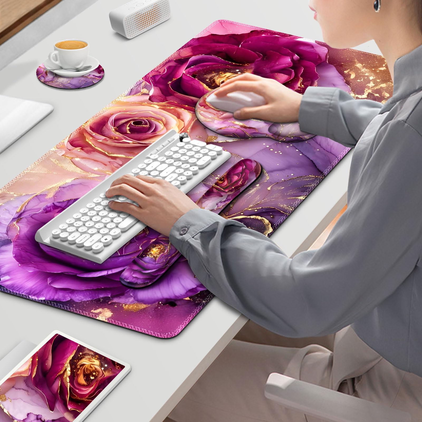 Purple Marble Mouse Pad & Wrist Rest Set - Ergonomic Comfort -9 Purple Marble Mouse Pad & Wrist Rest Set - Ergonomic Comfort -9