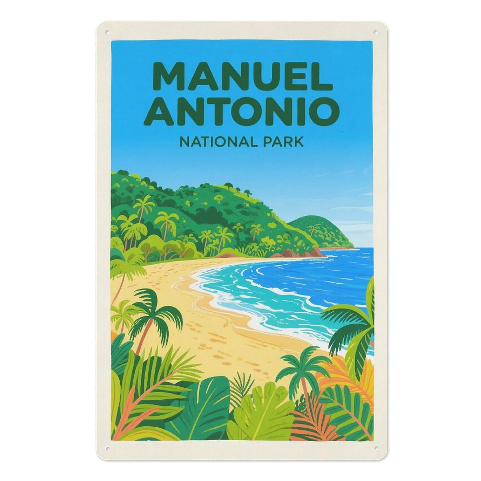 Manuel Antonio National Park Retro Design Tin Paintings Vintage Tin Sign 08x12inch(20x30cm) Wall Art for Home Office Bedroom Living Room Cafes Wall Decor