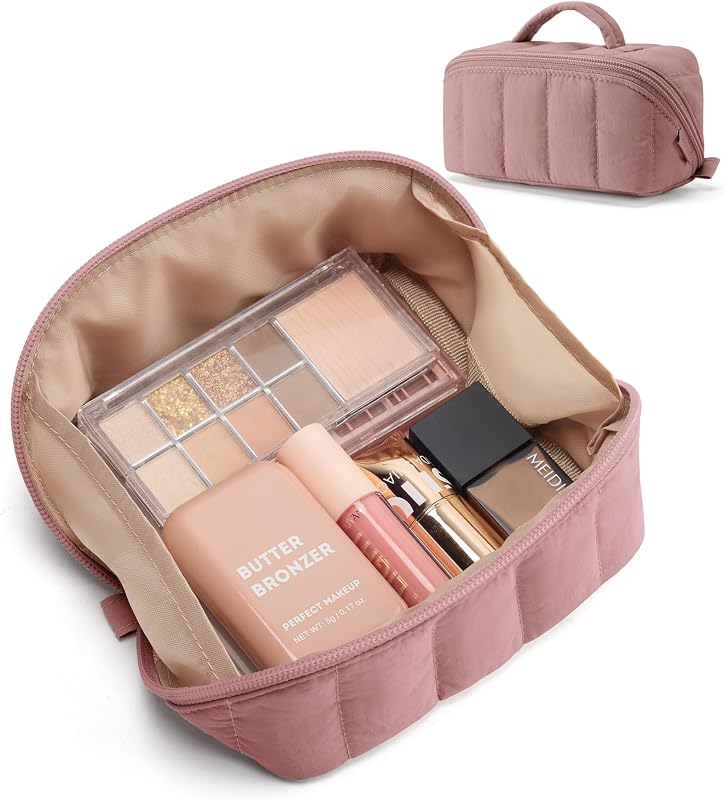 Necessaire pequena BAGSMART para maquiagem, modelo mini, Dusty Rose, 1 unidade