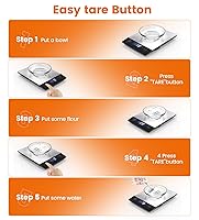 Vista 7 de AZC Báscula de alimentos recargable de 250 mAh, 0.1 oz-33 libras, báscula de cocina impermeable de acero inoxidable 304, baterías y básculas