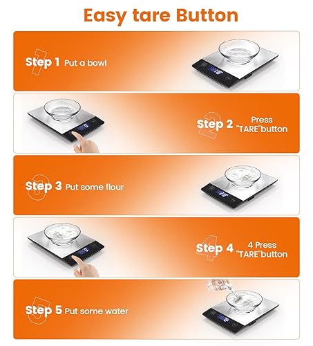 Miniatura 7 de AZC Báscula de alimentos recargable de 250 mAh, 0.1 oz-33 libras, báscula de cocina impermeable de acero inoxidable 304, baterías y básculas de