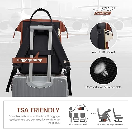 Miniatura 134 de LOVEVOOK Mochila para laptop para mujer, mochila para mujer a la moda, Negro, 15.6 pulgadas