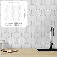 Vista 2 de SUNWINGS Backsplash Tile for Kitchen Peel and Stick, Stone Composite Self Adhesive Tiles Small Long Hexagon Mosaic Wall Tile for Kitchen,10 Sheets