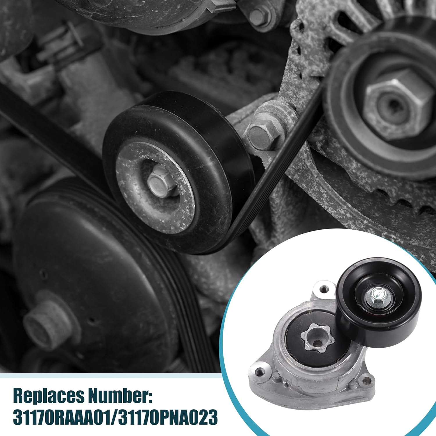 uxcell Drive Belt Tensioner Pulley Assembly for Honda Accord 2003-2007 for Honda Civic CR-V for Acura TSX CSX RDX ILX AC Serpentine Belt Tension No.31170RAAA01/31170PNA023
