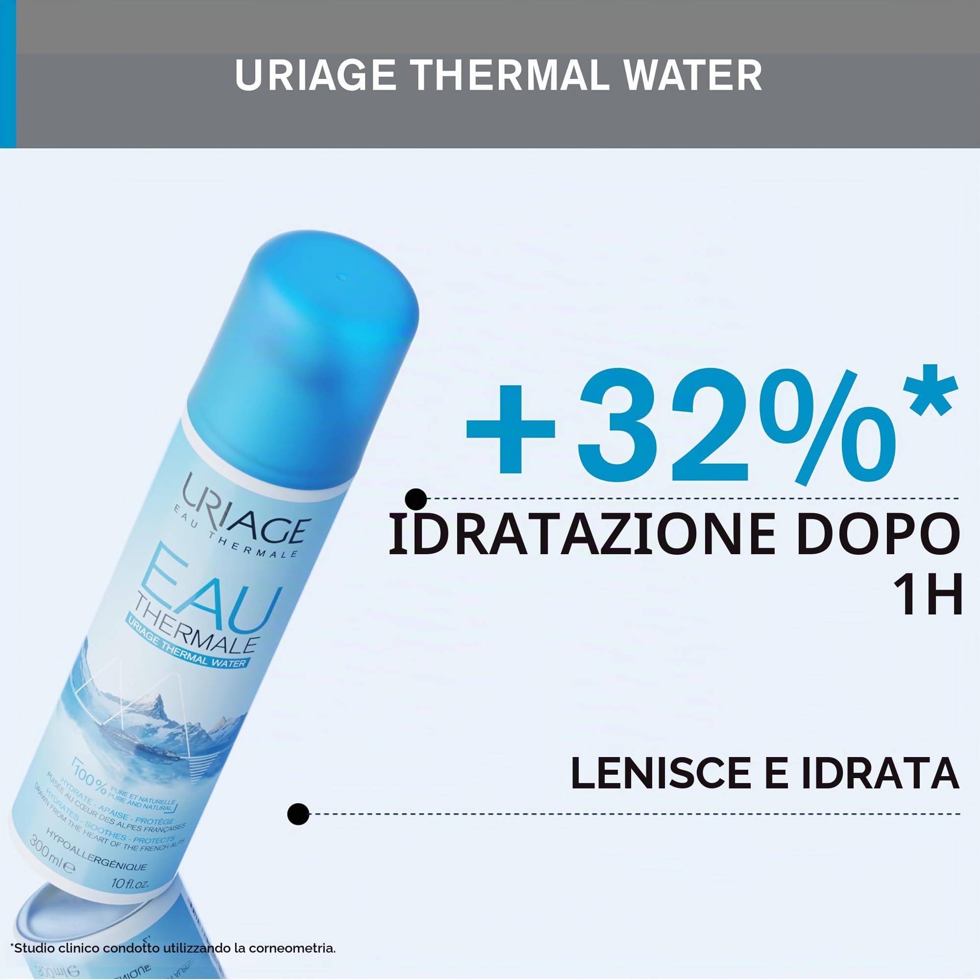 URIAGE EAU THERMALE D'URIAGE Spray - 100% Pura E Naturale - 32% Di Idratazione Dopo 1 Ora - Idrata - Lenisce - Protegge - Spray Fresco - Multiuso - Per Tutta La Famiglia