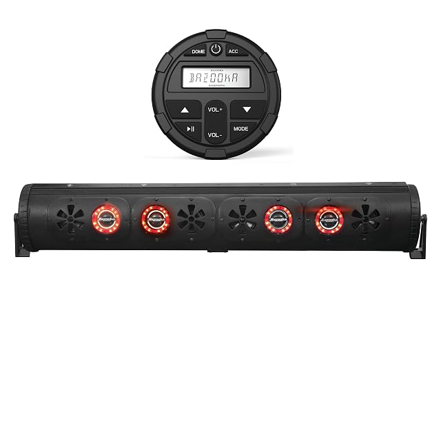 Bazooka 36 Inch G2 Bluetooth Party Bar Speaker Bundle with Wireless Dashboard Controller LED Illumination Speaker System for