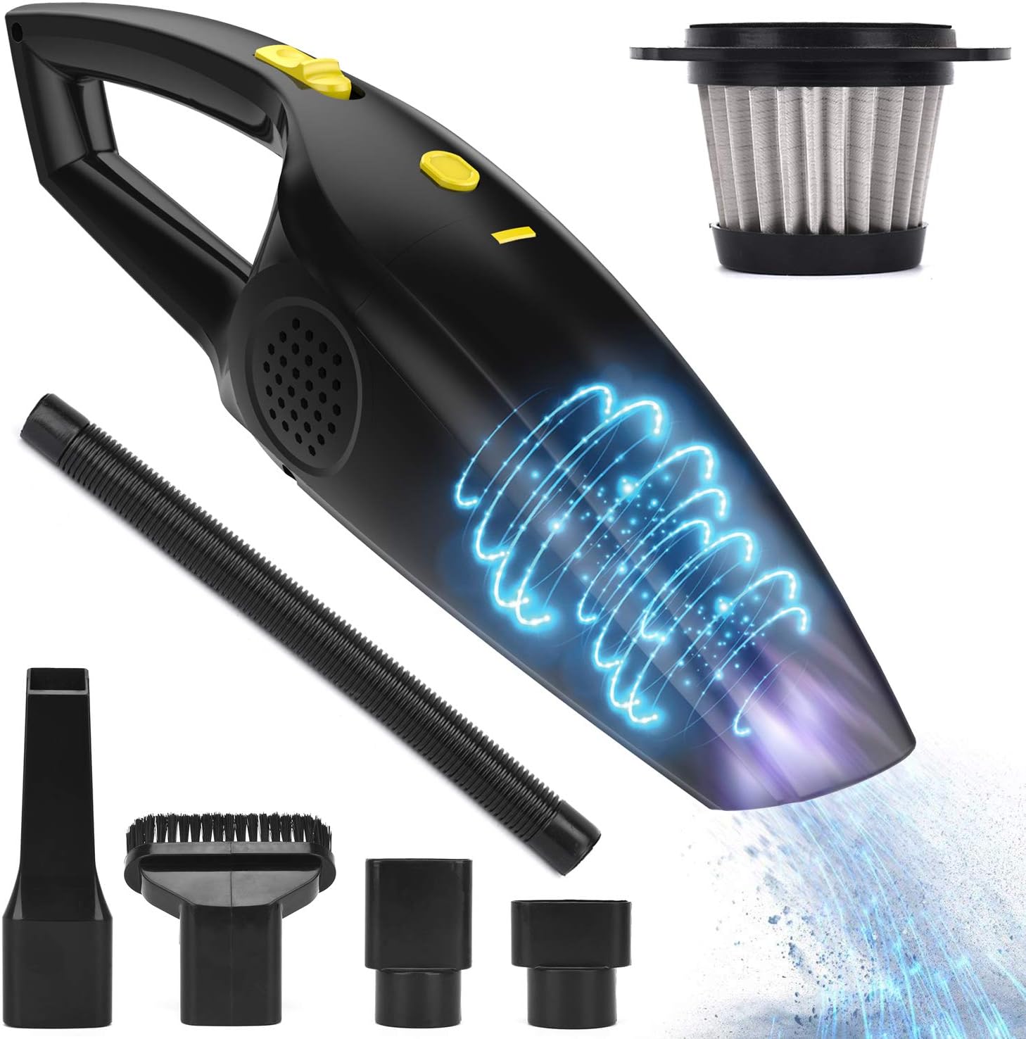 Rechargeable Cordless Handheld Vacuum, Powerful Car Hand Vacuum Cleaner, 2200mAh Lithium Battery Portable Vacuum for Cars, Home and Office Wet/Dry Cleaning (12V 120W)