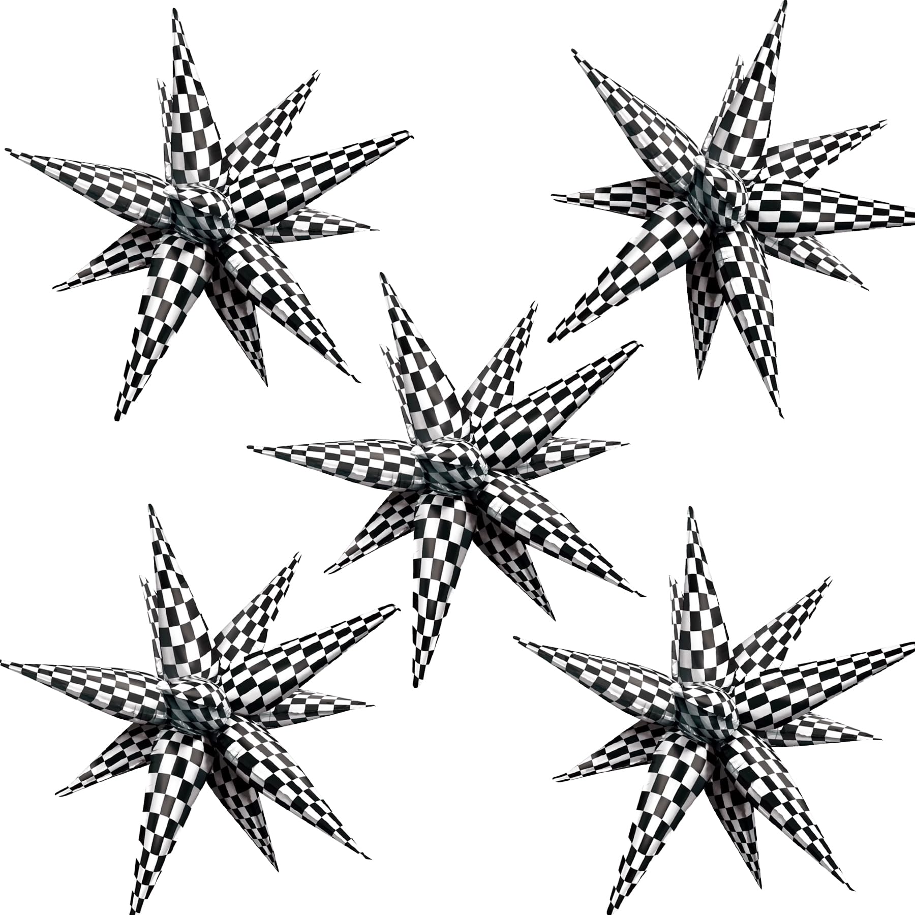 ZAKVOOR 60 Pcs Star Balloons 12 Spike Foil Party Decoration Balloons for Christmas New Year Eve Birthday (Plaid)