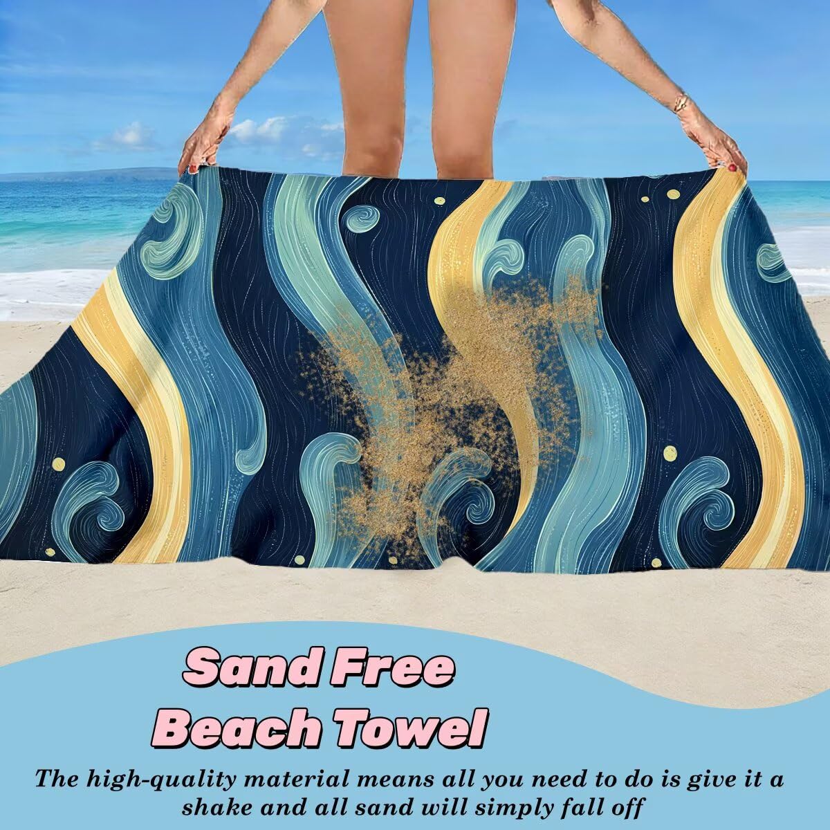 Toalla Playa 100x200 cm, Toalla Gimnasio Microfibra Secado Rapido, Juego de 2 Antiarena Toallas de Playa, Ligera Compacta Toallas Microfibra Grande para Viaje, Regalo Hombre Regalo Mujer (Nube) -5071