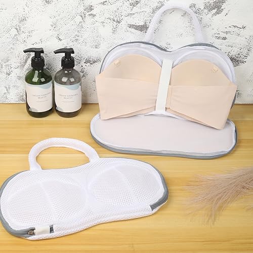 Miniatura 5 de DESONAUT Bolsa de lavado de brasier para lavandería, malla fina con soporte 3D, bolsas de lencería para lavar delicados, bolsa de lavandería para