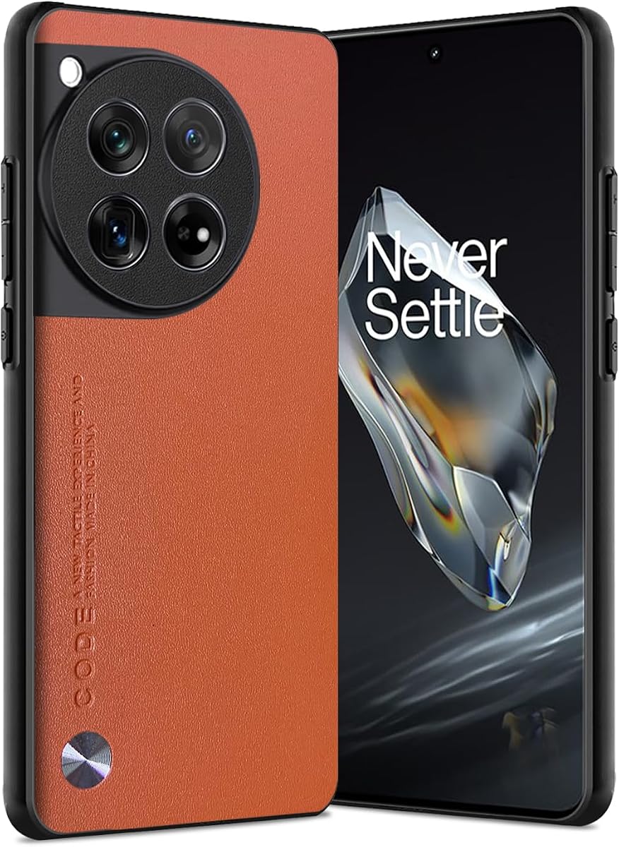 Para OnePlus 12R Caso 5G, Parte Trasera de Cuero Artificial de TPU Suave, Cubierta Ultraligera Extremadamente Ligera, Funda de Protección de Cámara Anti-Huellas Dactilares para Oneplus 12R (Naranja)