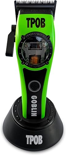 TPOB Goblin - Cortadora de pelo profesional 11000 RPM superalimentada Whisper Quiet Barber Clipper hoja de carbón DLC de diamante negro para el