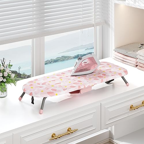 Miniatura 8 de APEXCHASER Tabla de planchar pequeña con soporte de hierro, tabla de planchar compacta con pies antideslizantes, tabla de planchar portátil con