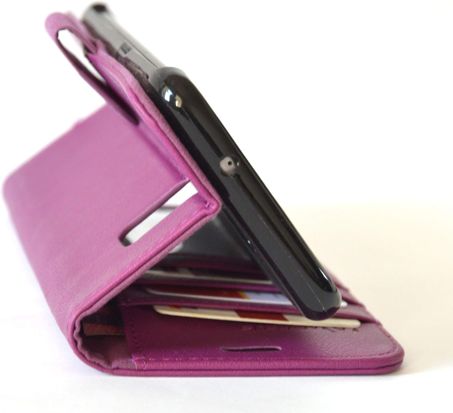 Abacus24-7 Synthetic Leather Folio Wallet and Case for Samsung Galaxy S7 Edge - Purple