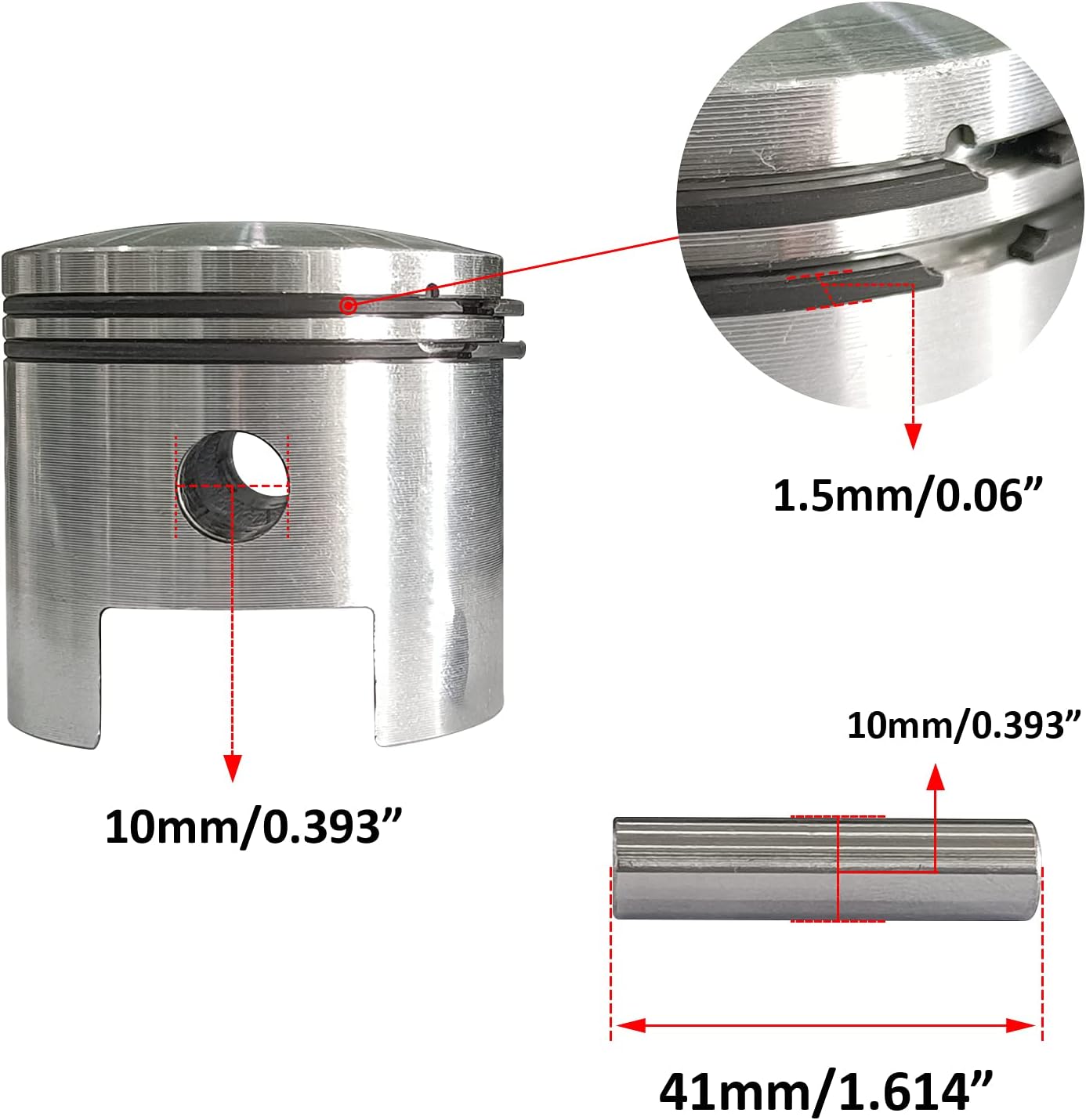 CDHPOWER New Cylinder Body 49mm Iron Sleeve with Gasket Kit and High Hole Piston Kit Combo
