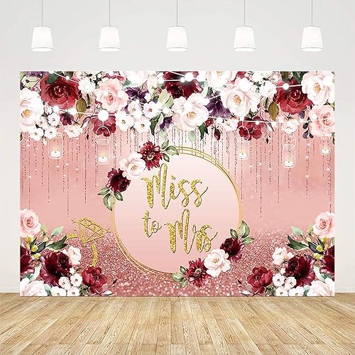 Miniatura 2 de Telón de fondo de 7 x 5 pies para despedida de soltera, color oro rosa, con purpurina, bokeh, rosa, borgoña, floral, fondo de fotografía, boda,